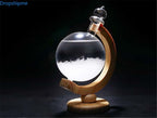 Storm Glass Weather Predicting Forecast Bottle Crystal Desktop Barometer with Wooden Base
