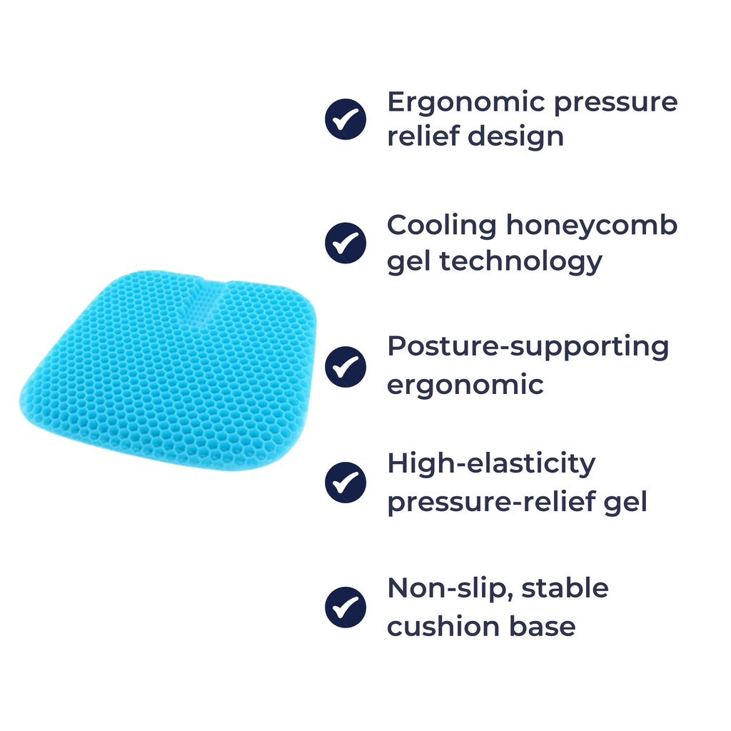 Pressure Relief & Cooling Honeycomb Gel – Posture Support – Office Car Chair Comfort for Long Sitting
