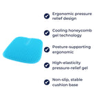 Pressure Relief & Cooling Honeycomb Gel – Posture Support – Office Car Chair Comfort for Long Sitting