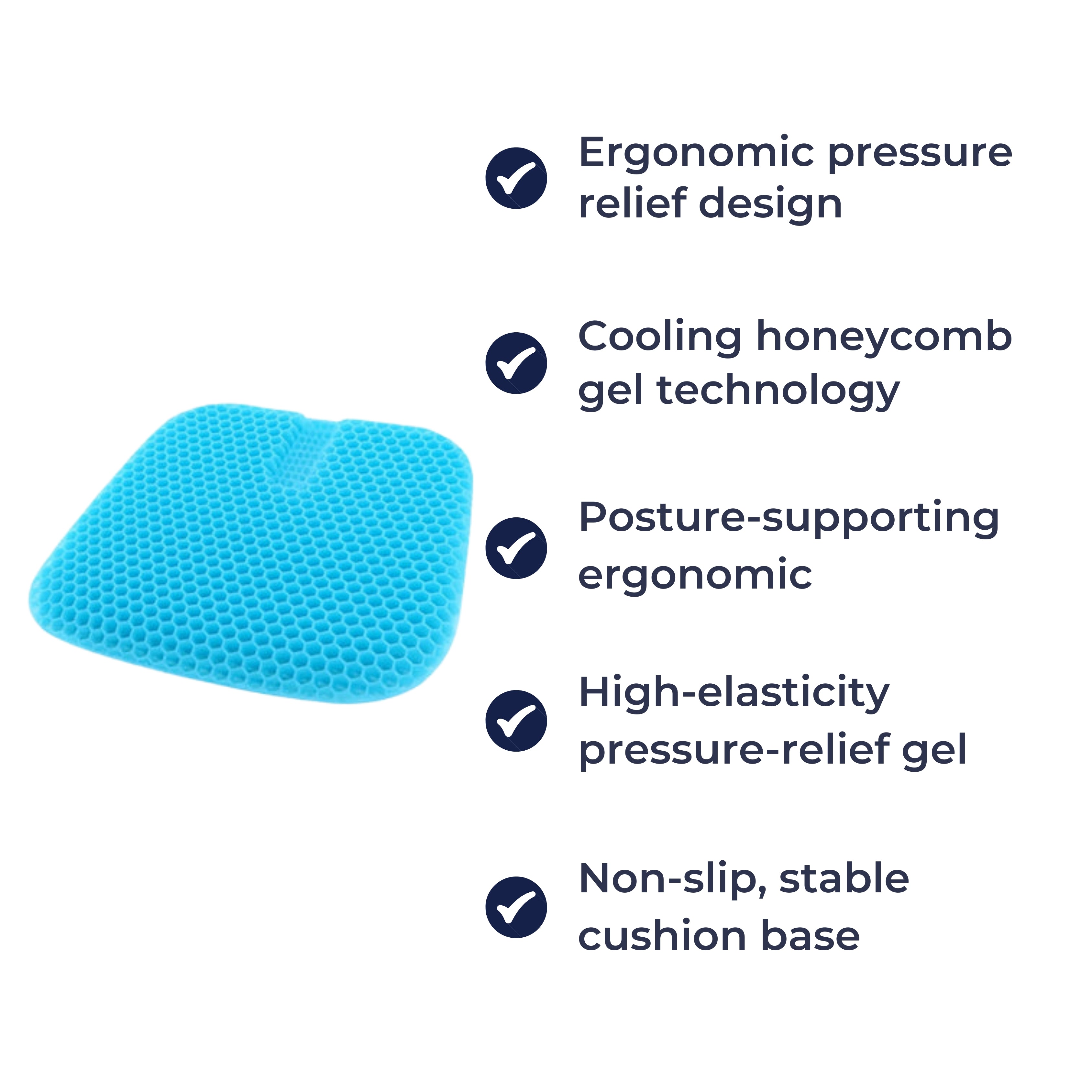 Pressure Relief & Cooling Honeycomb Gel – Posture Support – Office Car Chair Comfort for Long Sitting