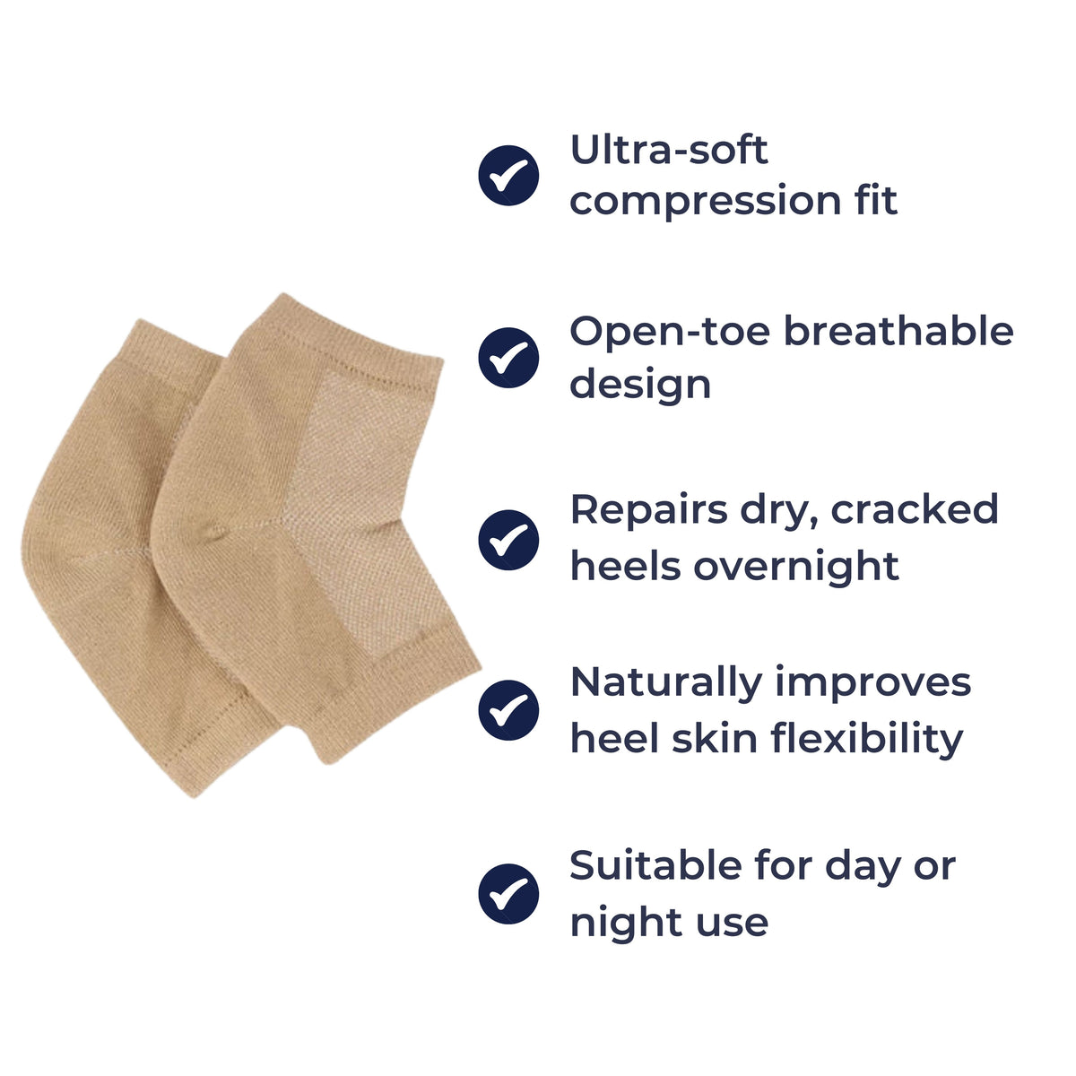 Moisturising Gel Lining – Cushioned Open-Toe – Softens Cracked Heels Overnight – For Foot Relief Comfort