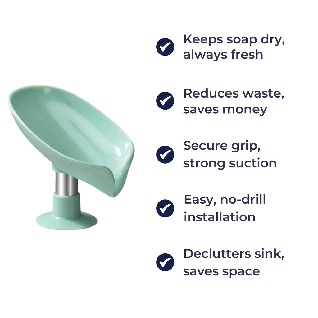 Draining Soap Holder – Keep Soap Dry – Strong Suction Cup – No Drill Mount – Hygienic Bathroom & Shower Storage Solution