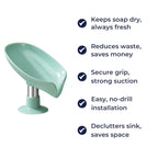 Draining Soap Holder – Keep Soap Dry – Strong Suction Cup – No Drill Mount – Hygienic Bathroom & Shower Storage Solution
