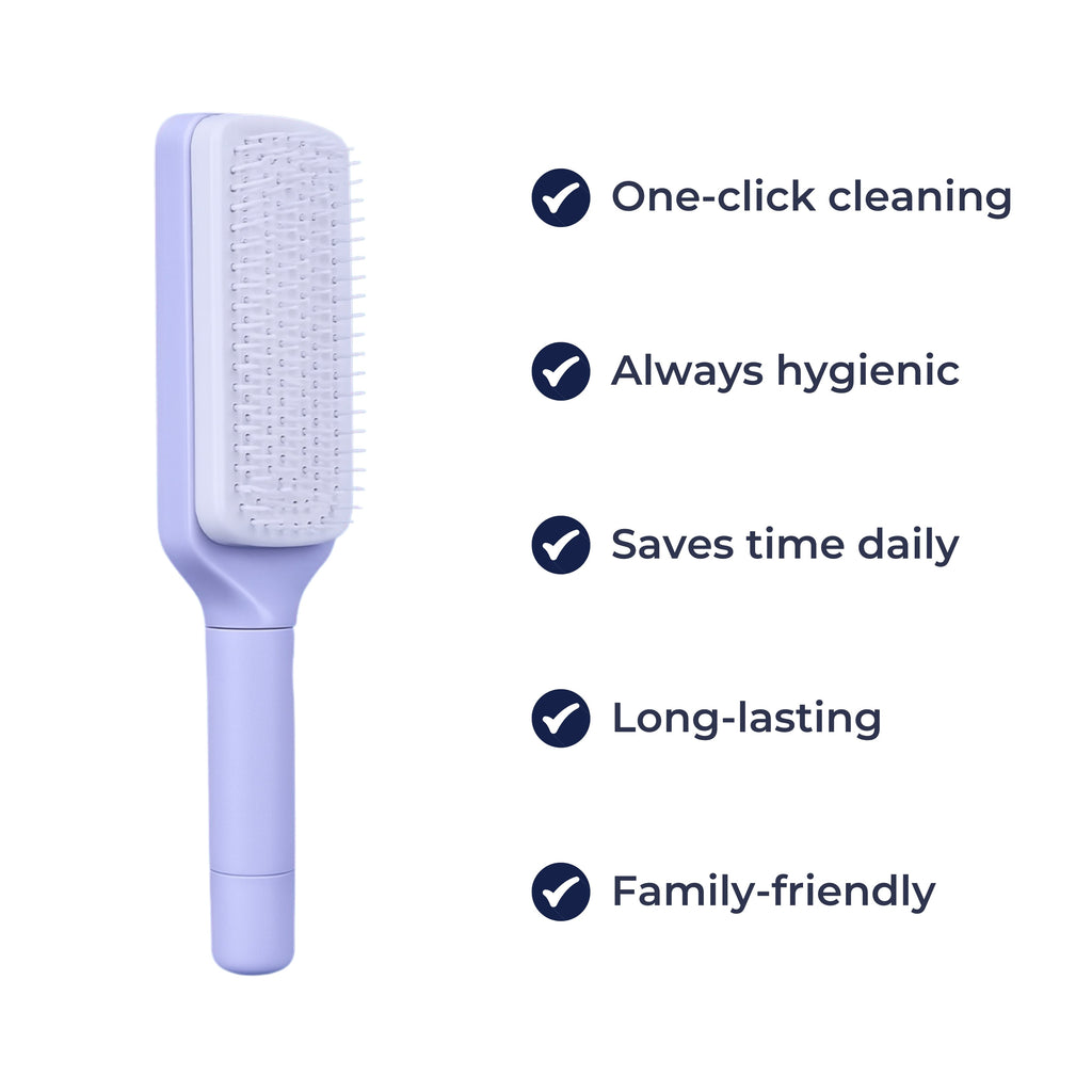 Cleaning Hairbrush – Gentle Detangle – Retractable Bristle Design – For All Hair Types & Busy Mornings