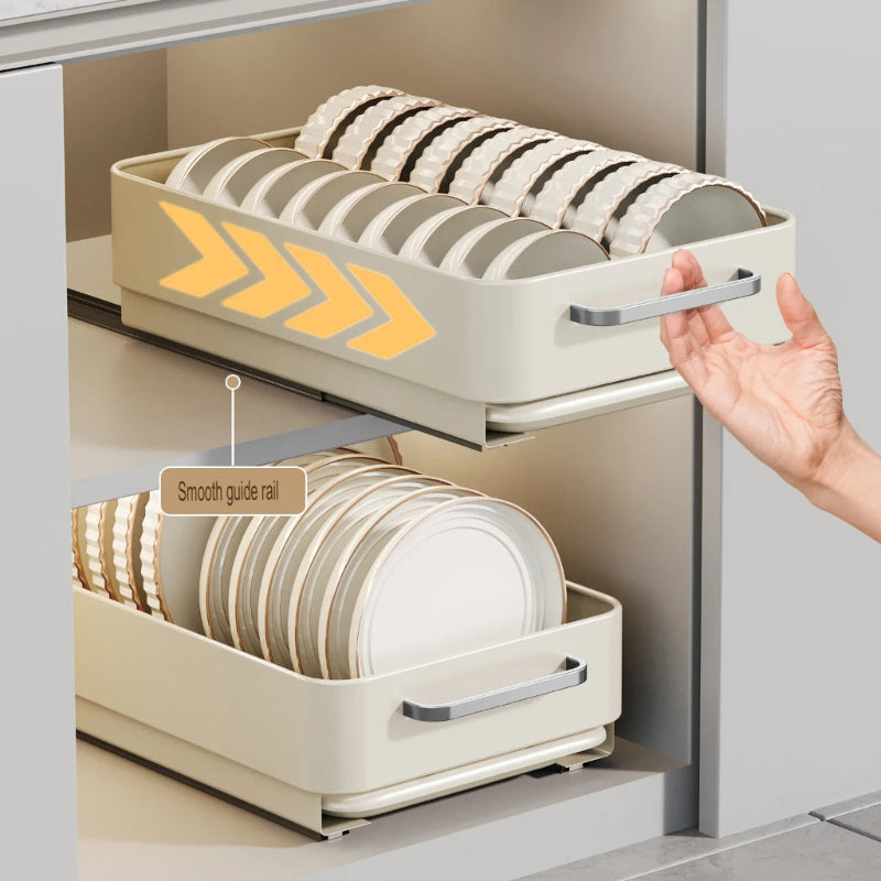 Pull-Out Dish Rack Sliding Drawer Drying Rack and Cabinet Organizer