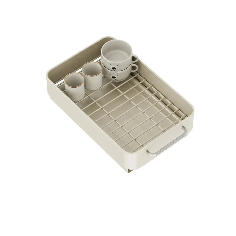 Pull-Out Dish Rack Sliding Drawer Drying Rack and Cabinet Organizer