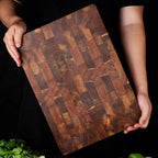TIMBERSERVE – Antibacterial Acacia Wood Cutting Board with Elegant Chessboard Design