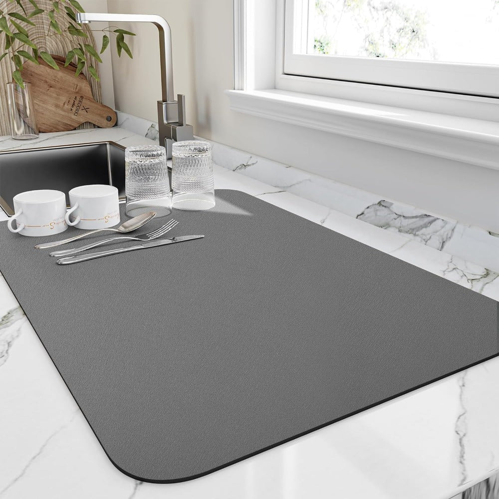 Quick-Dry Dish Mat – Super Absorbent Diatomite for Fast Drying in 10 Minutes