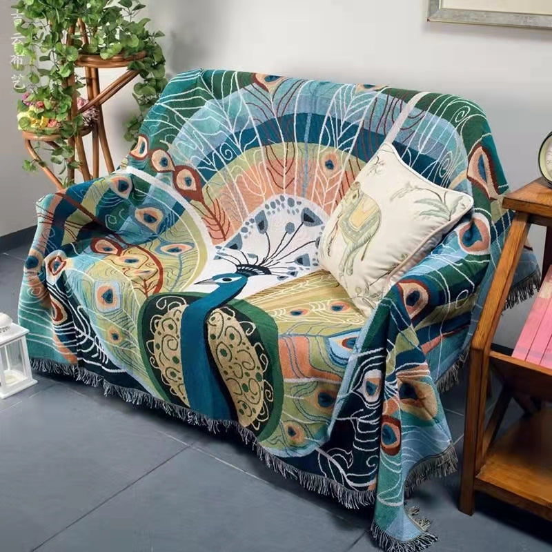 Peacock Throw Thread Blanket