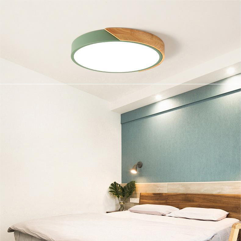 Wood Macaroon Circular Ceiling Light