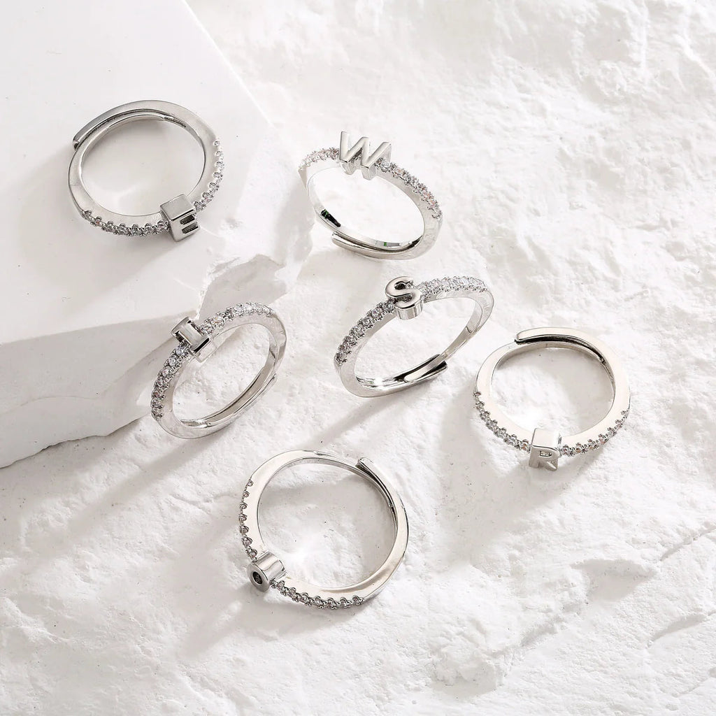 Radiant Adjustable Letter Initial Rings