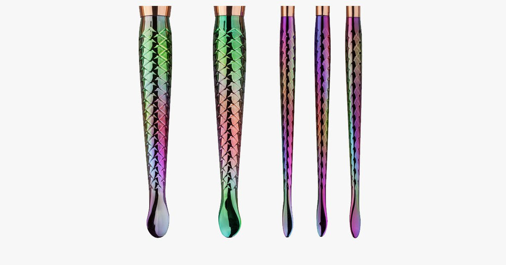 7 Pieces Rainbow Mermaid Brush Set - Unique Colorful Brush Set Perfect for Comprehensive Makeup
