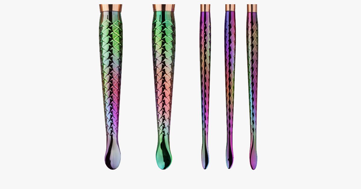 7 Pieces Rainbow Mermaid Brush Set - Unique Colorful Brush Set Perfect for Comprehensive Makeup