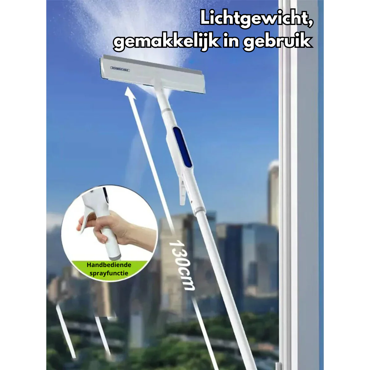 Functional 3-in-1 Window Squeegee with Spray and Wipe Function