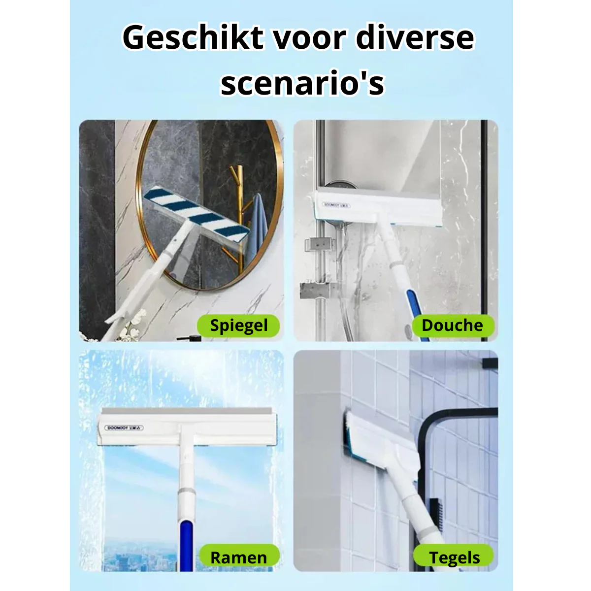 Functional 3-in-1 Window Squeegee with Spray and Wipe Function