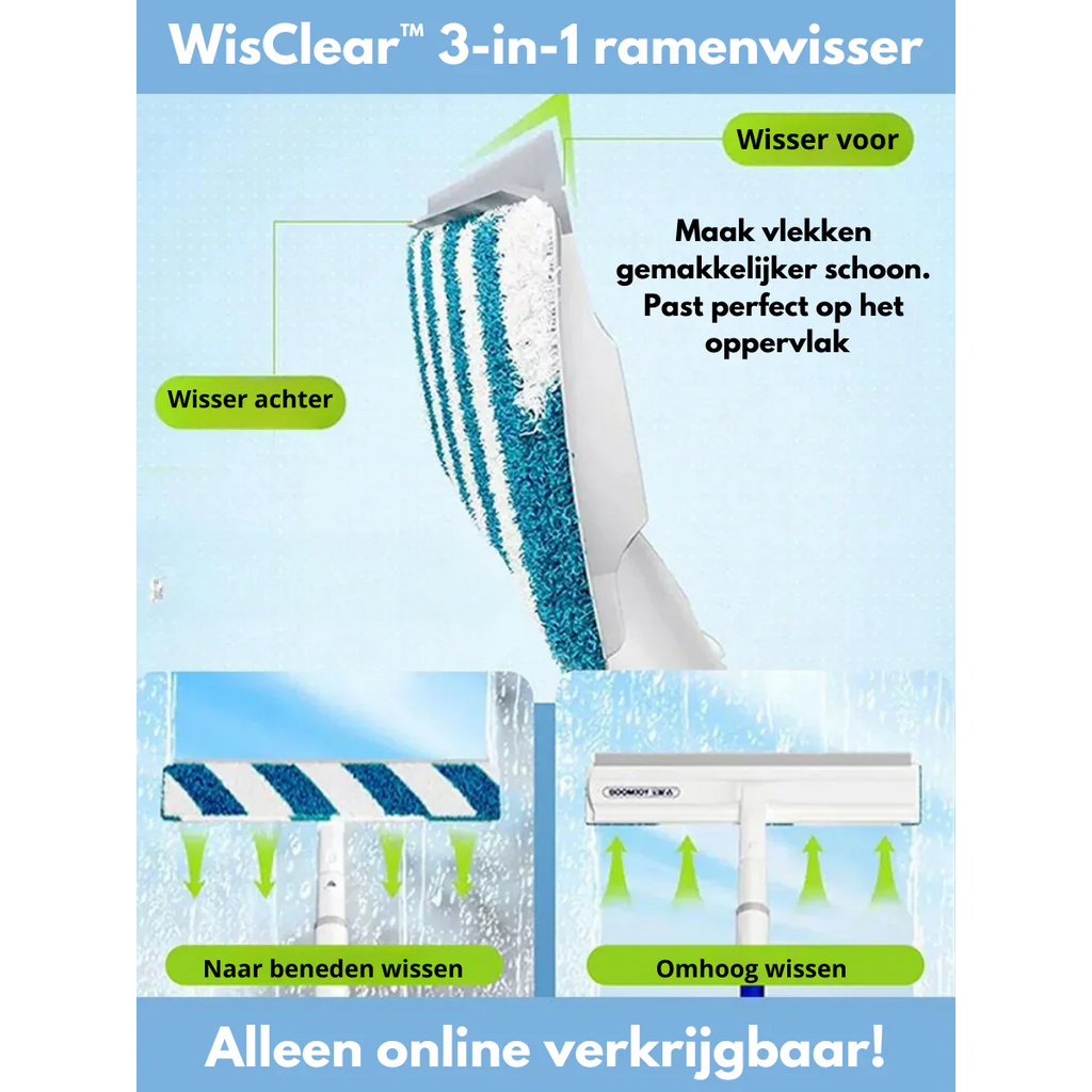 Functional 3-in-1 Window Squeegee with Spray and Wipe Function