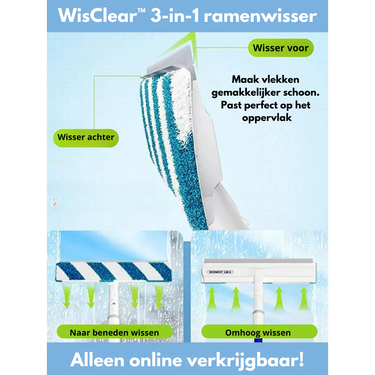 Functional 3-in-1 Window Squeegee with Spray and Wipe Function
