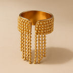 18K Gold Tassel Statement Adjustable Ring