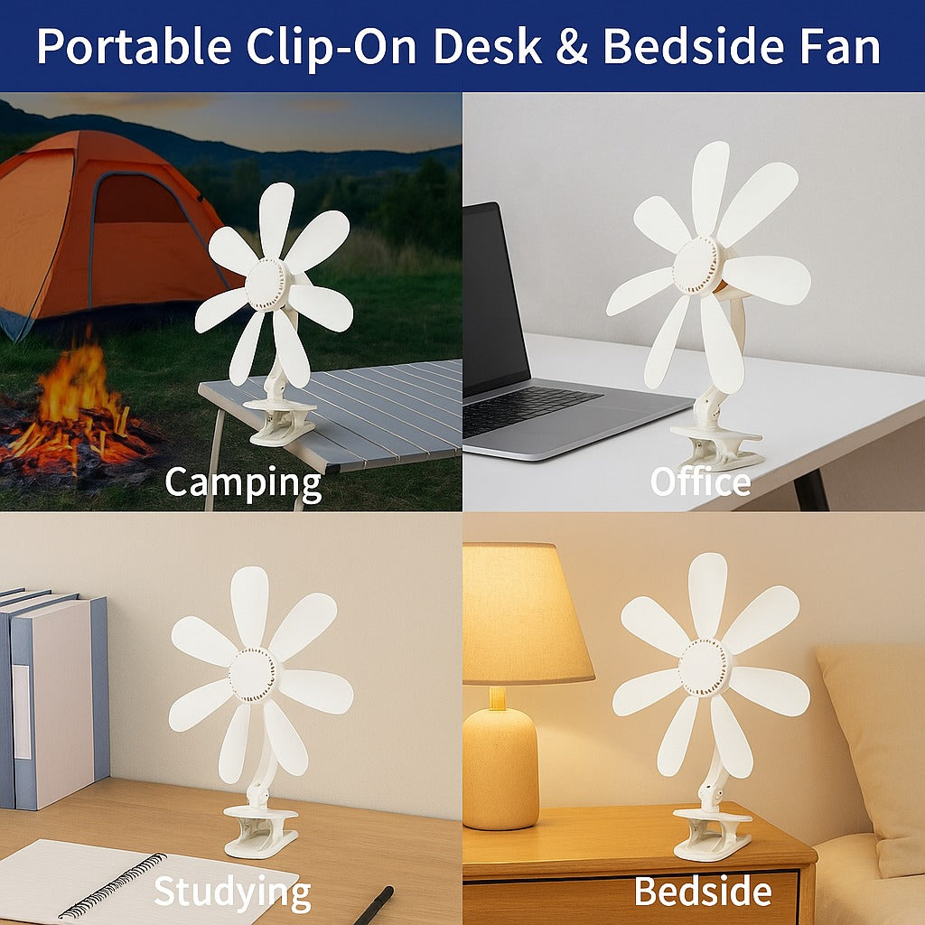 Portable Clip-On Desk & Bedside Fan