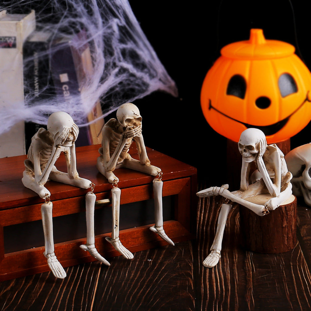 HauntTrio Boneyard Halloween Skeleton Ornaments (Set of 3)