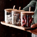 Modern set of glass containers with a natural design and practical application