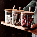 Modern set of glass containers with a natural design and practical application
