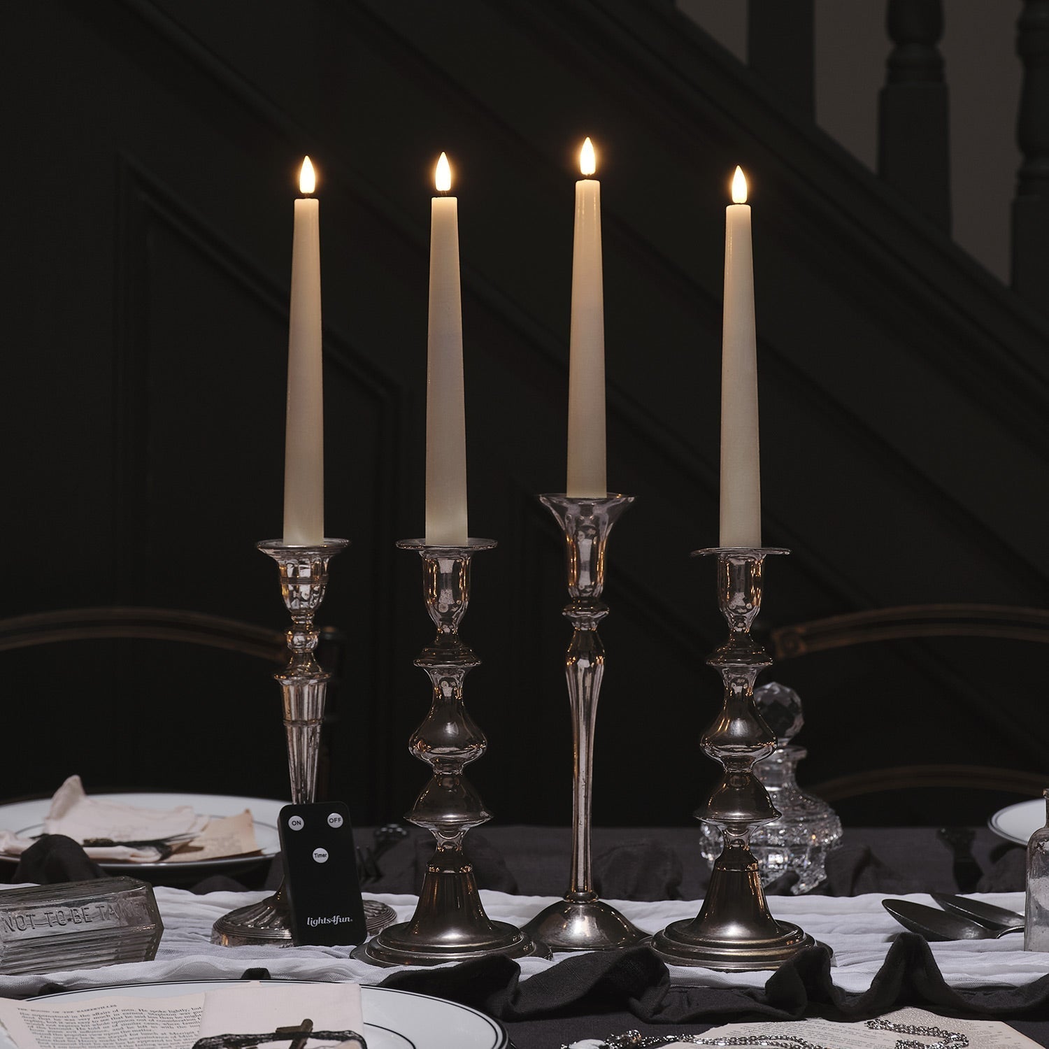 LED Wax Flickering Taper Candle Set
