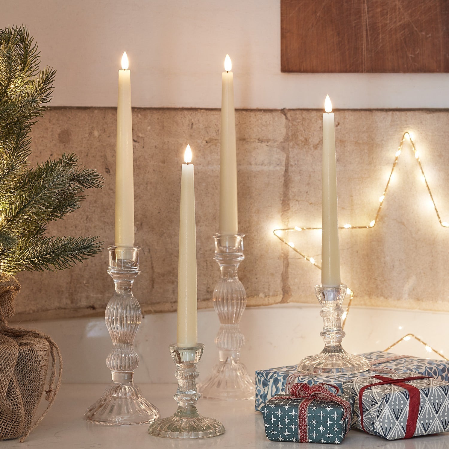 LED Wax Flickering Taper Candle Set