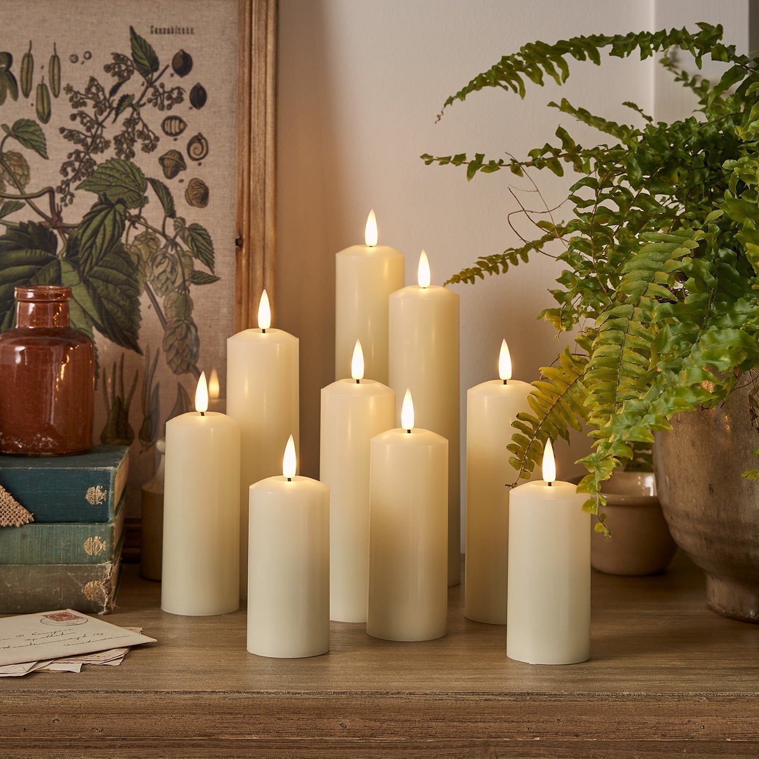 LED Wax Pillar Candles Remote Set