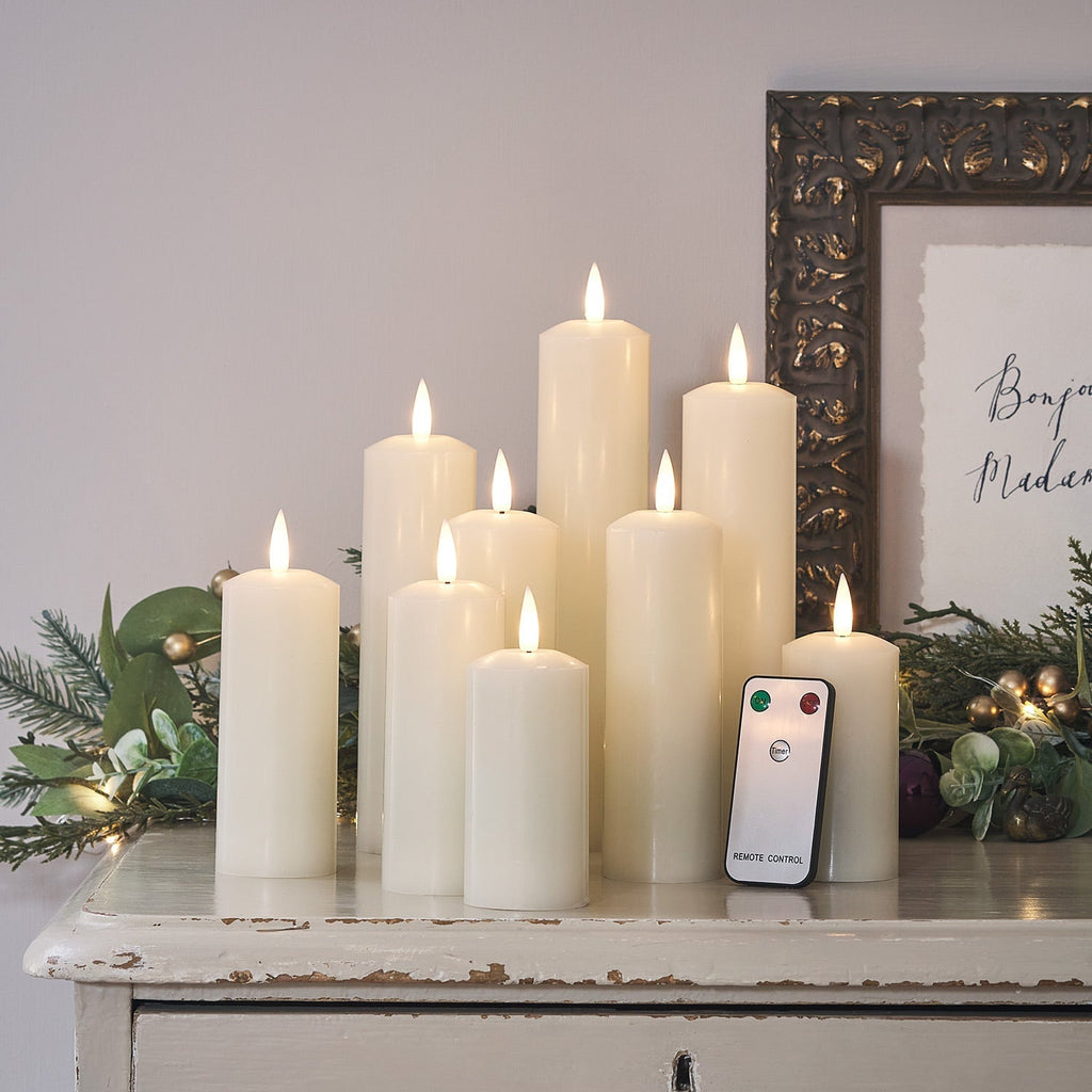 LED Wax Pillar Candles Remote Set