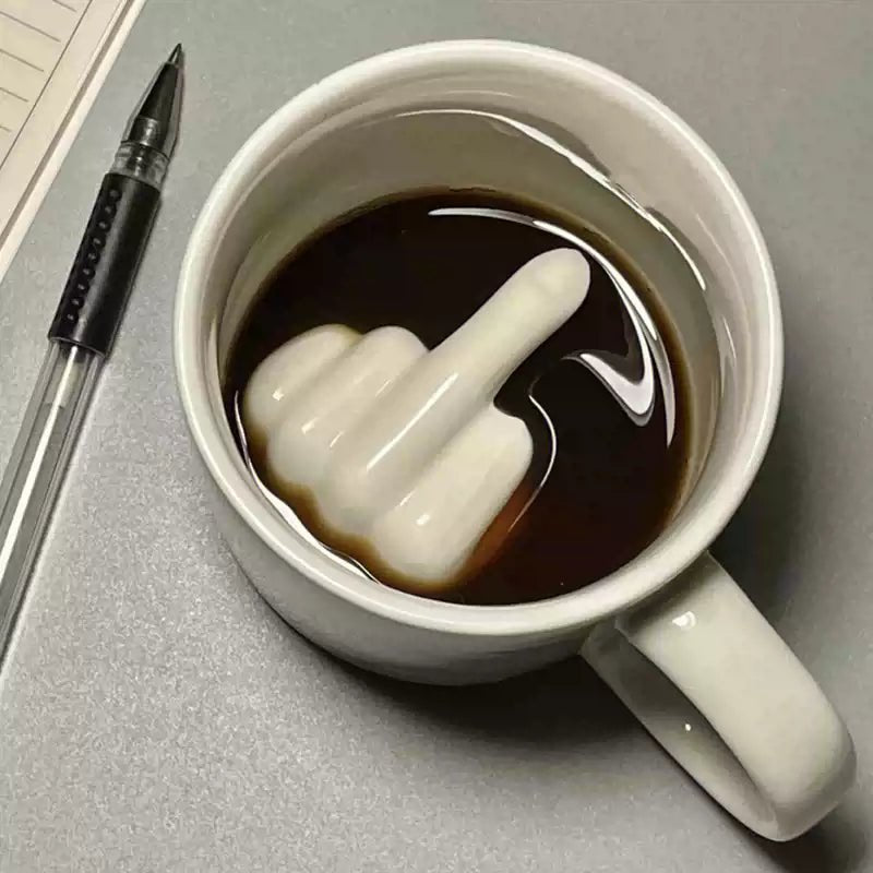 REBELSIP – Funny Ceramic Coffee Mug with Hidden Middle Finger Design