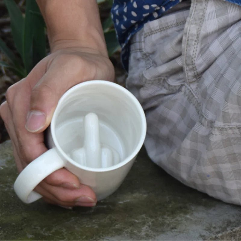 REBELSIP – Funny Ceramic Coffee Mug with Hidden Middle Finger Design