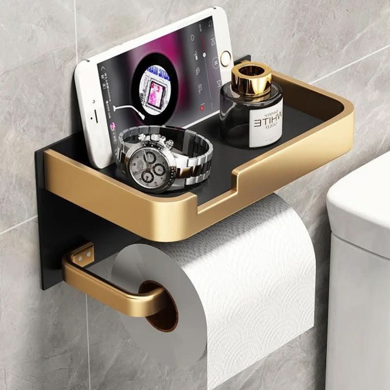 Modern Wall-Mount Toilet Paper Holder – Metal Finish