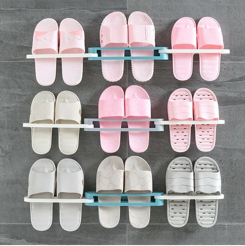 3in1 Space Saver Wall Hanging Slipper Hanger