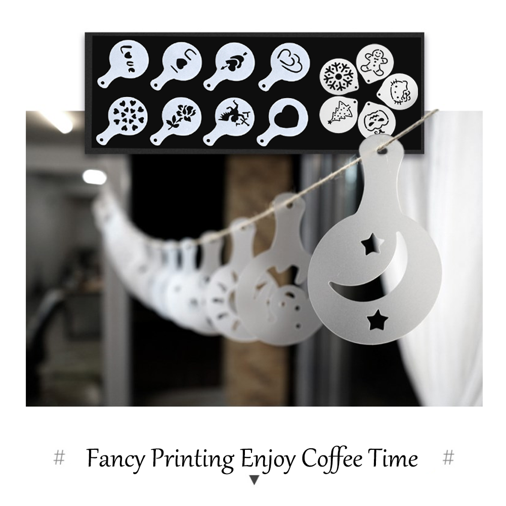 8Pcs Coffee Cake Decoration Stencil Molds