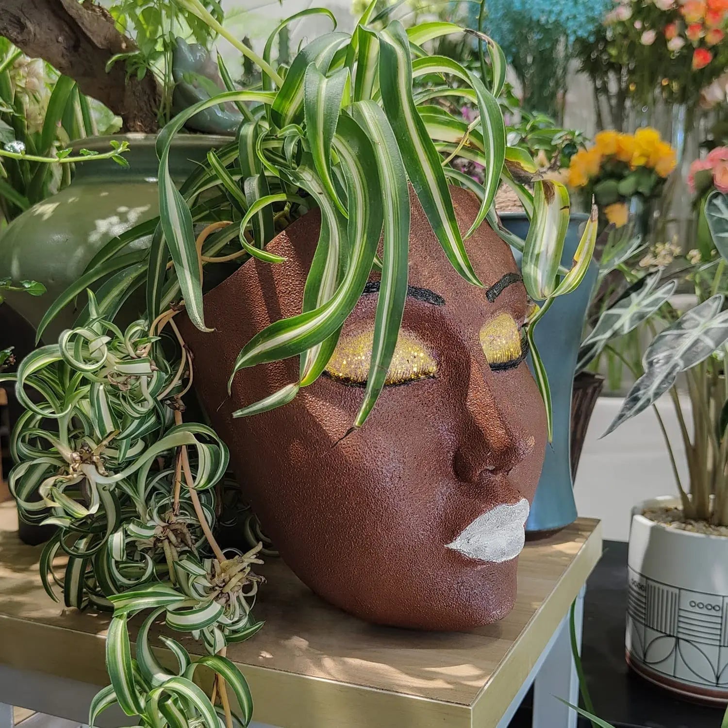 Resin Human Face Hanging Planter - FaceVibe