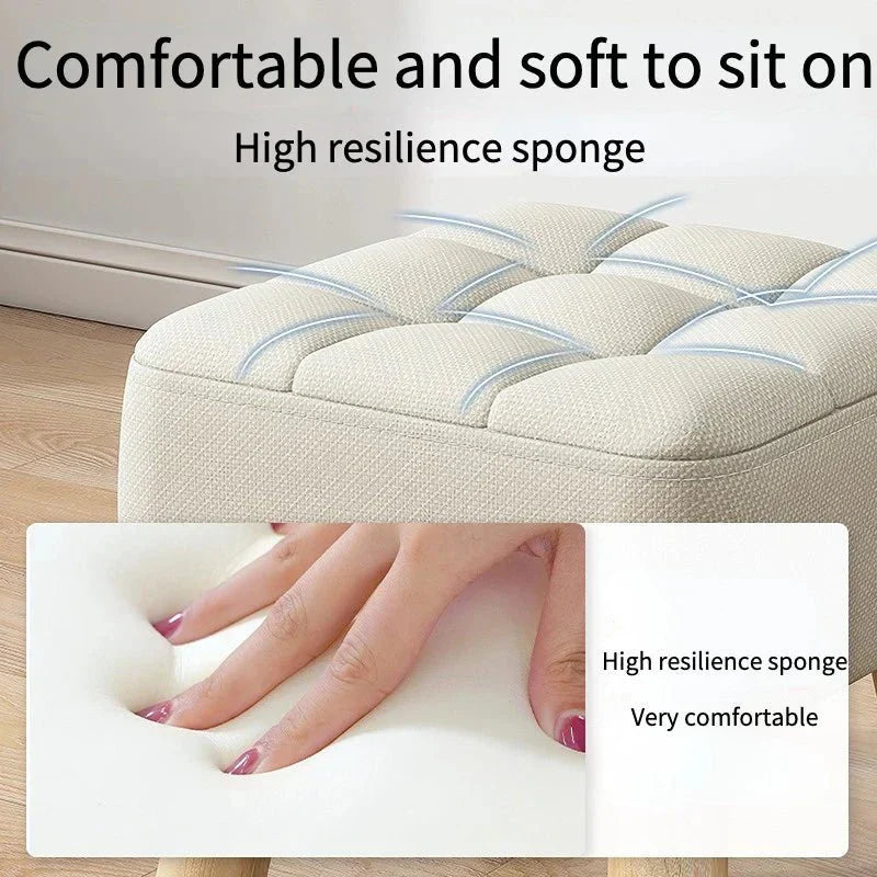 Padded ottoman stool in retro style in pastel colors