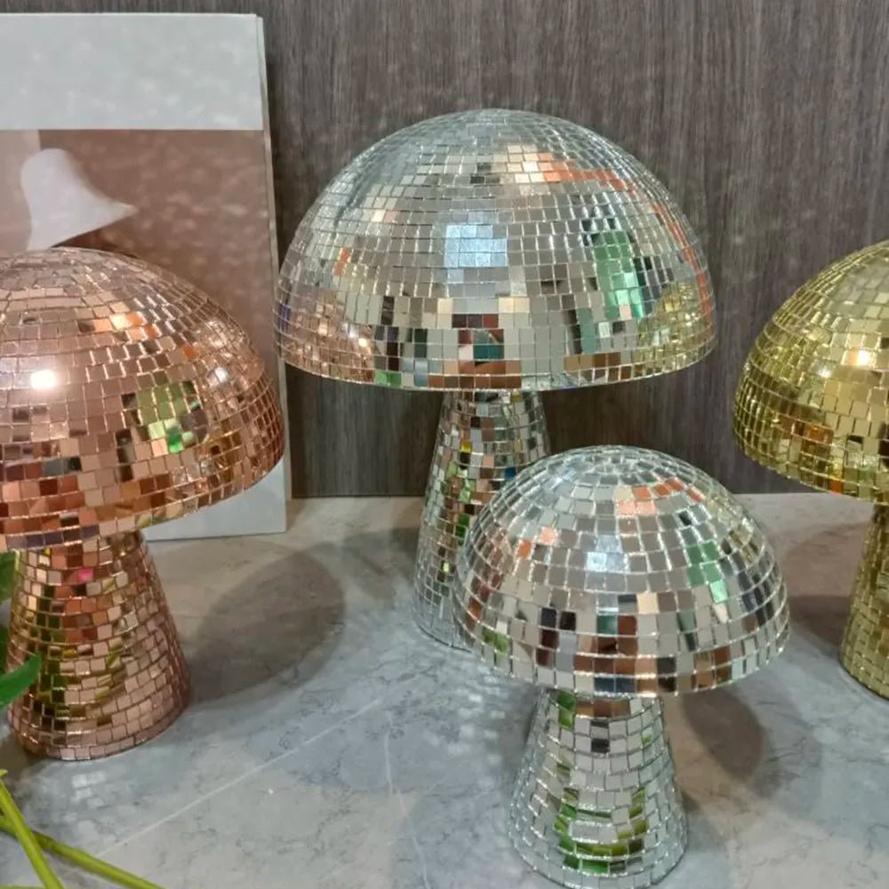 Retro-Style Glass Disco Mushroom Decoration