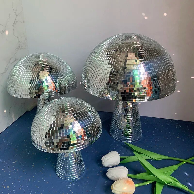Retro-Style Glass Disco Mushroom Decoration
