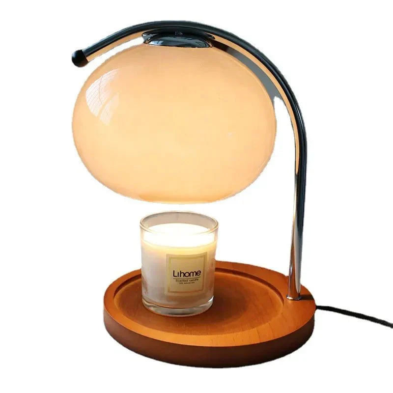 Glass table lamp in retro style with stand