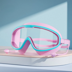 Swimming Goggles - No-Leak Panoramic View Swim Mask for Kids with Nose Clips & Earplugs