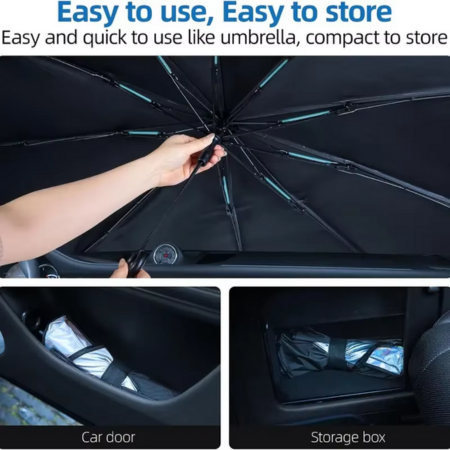 Windshield Sun Shade Umbrella – Foldable UV-Blocking Car Sunshade to Keep Interior Cool & Protected