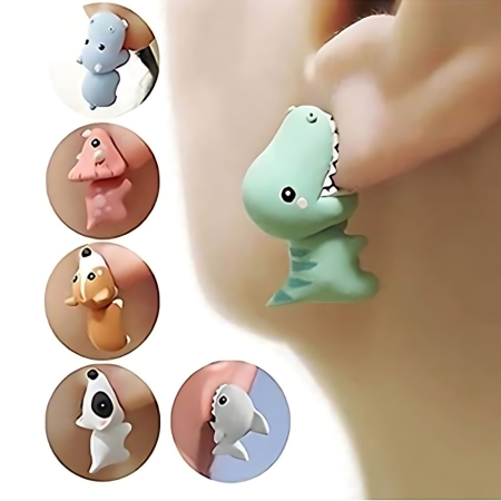 Cute Animal Cartoon Clay Stud Earrings – 1 Pair