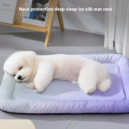 Ice Silk Cooling Pet Bed for Dogs & Cats – Summer Comfort Nest