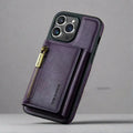 RFID iPhone Wallet Case | Removable Magnetic Leather Car Mount Shockproof Case
