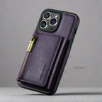 RFID iPhone Wallet Case | Removable Magnetic Leather Car Mount Shockproof Case