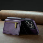 RFID iPhone Wallet Case | Removable Magnetic Leather Car Mount Shockproof Case