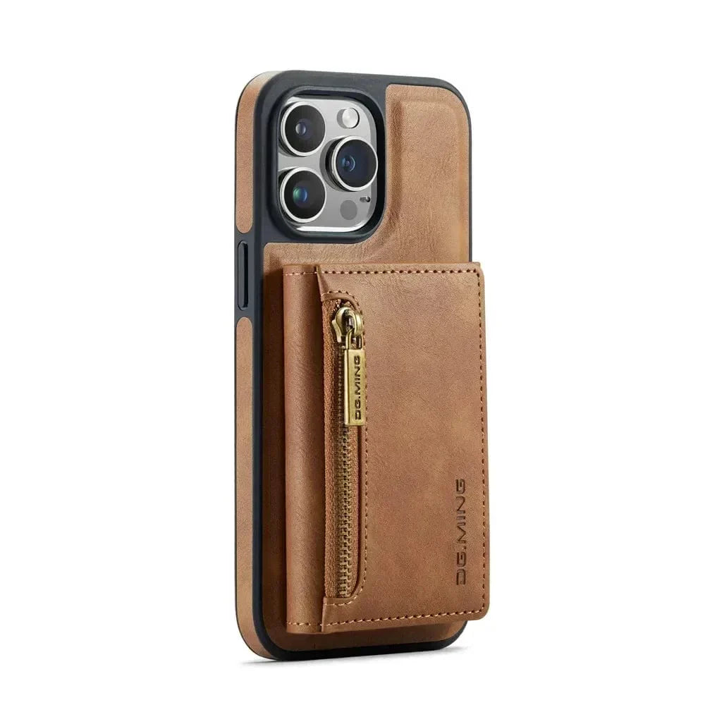 RFID iPhone Wallet Case | Removable Magnetic Leather Car Mount Shockproof Case