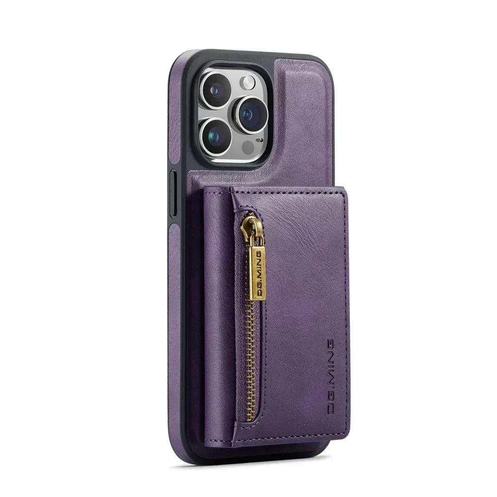 RFID iPhone Wallet Case | Removable Magnetic Leather Car Mount Shockproof Case