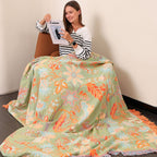 Rustic Floral Boho Blanket | 100% Cotton Blanket for Sensitive Skin